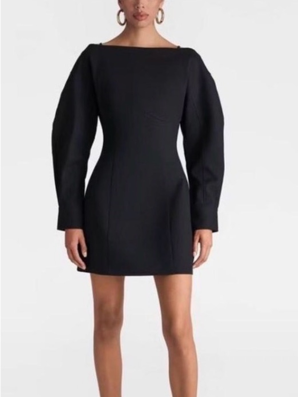 Elegant Black Off-Shoulder Long Sleeve Dress - Picture 5 of 6